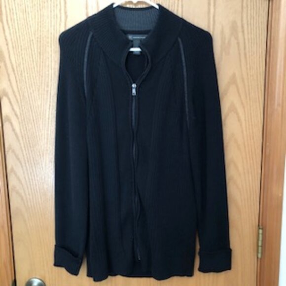 INC International Concepts Knit Collar Jacket Zip Sweater Men Women Long XL - Picture 1 of 7